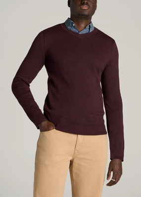 Everyday V-Neck Tall Men's Sweater in Burgundy Mix Easy to Carry product dancing suitability