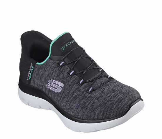 Clogs Skechers Women's Slip-Ins (Hands Free) Summits Dazzling Haze Sneaker - Black/Turquoise