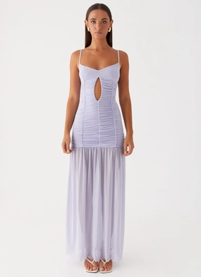 Constance Mesh Maxi Dress - Lavender Sleek Look All-Day Fit