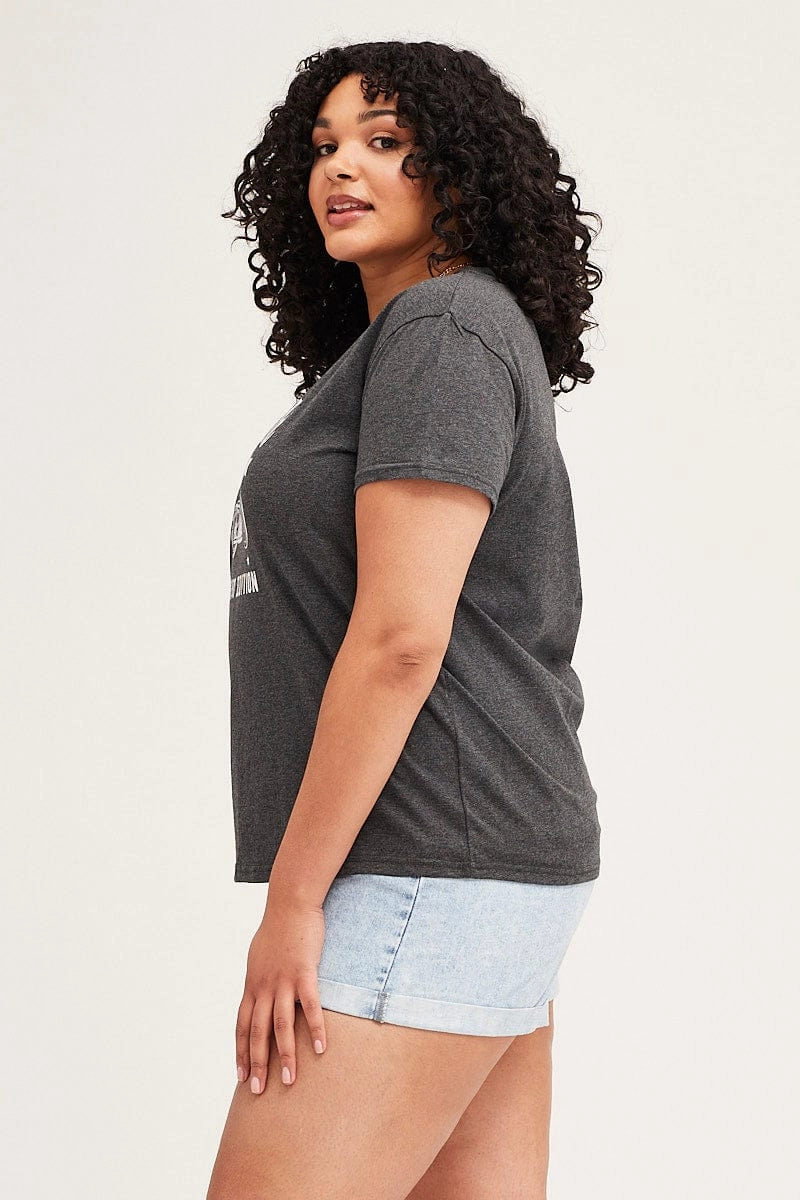 Grey Short Sleeve Regular Vintage Classic T-shirt Easy-Going Style Street Style Trend