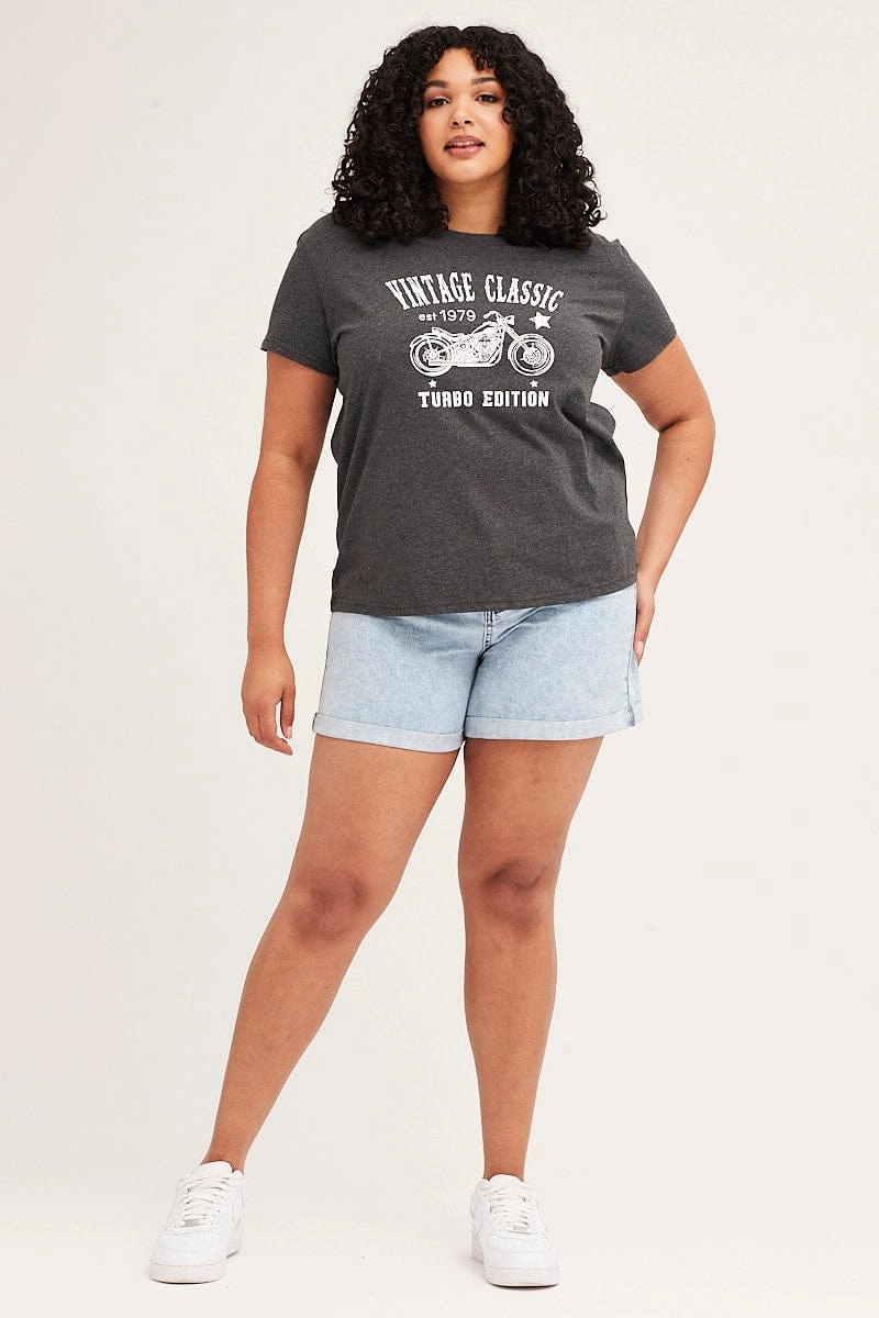 Layering Piece Grey Short Sleeve Regular Vintage Classic T-shirt