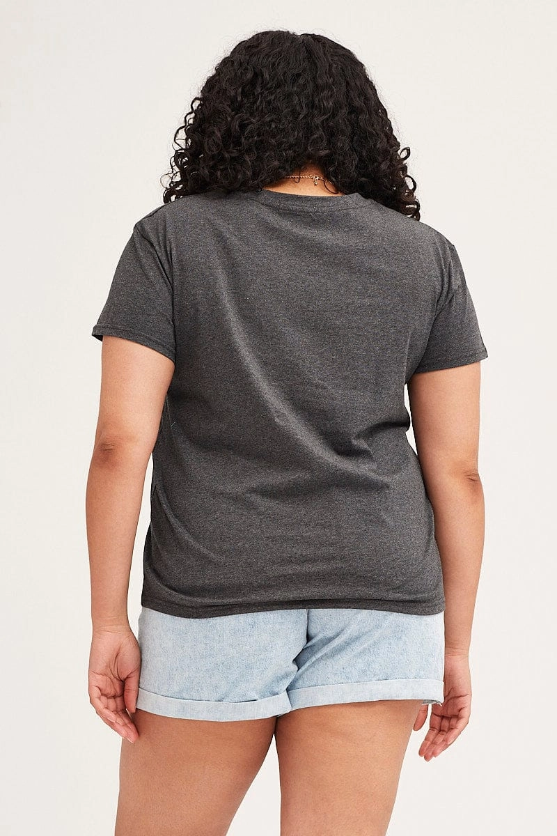 Grey Short Sleeve Regular Vintage Classic T-shirt Sublimation Printed Collar DurableStitching