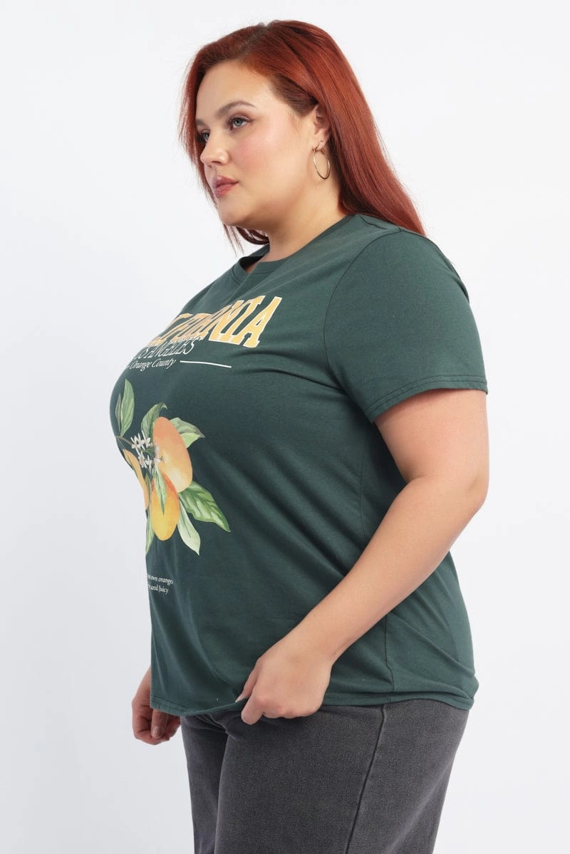 Quick Fit Performance Green Graphic T Shirt Short Sleeve Crew Neck