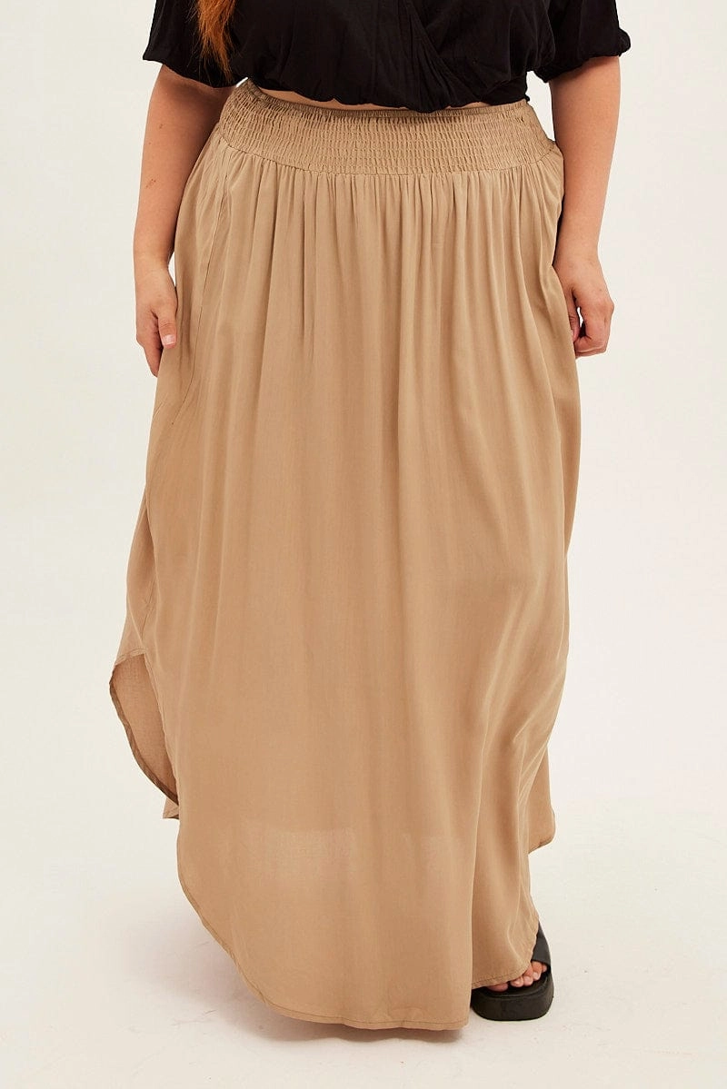 Fashion Mood Green Maxi Skirt Shirred Waist