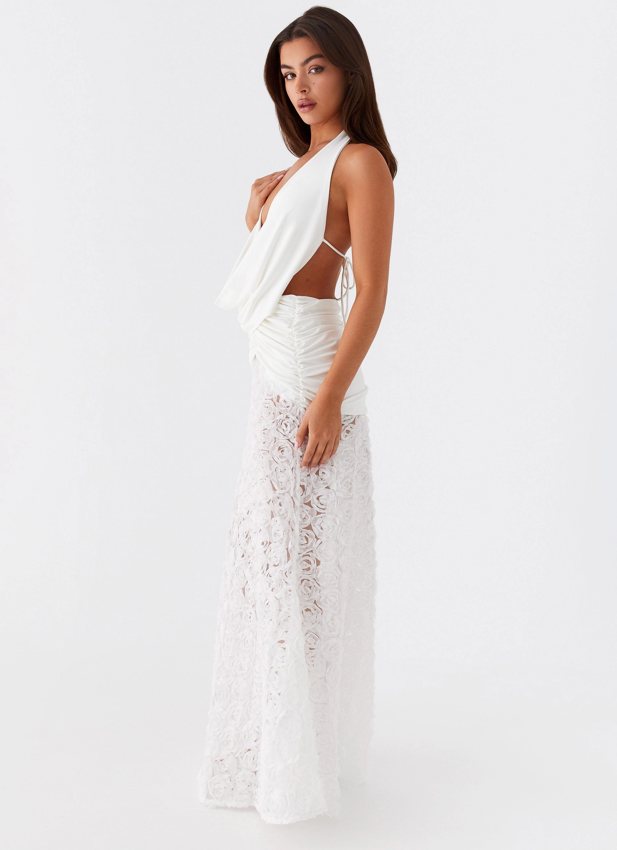 Kita Textured Maxi Dress - White Soft Tones