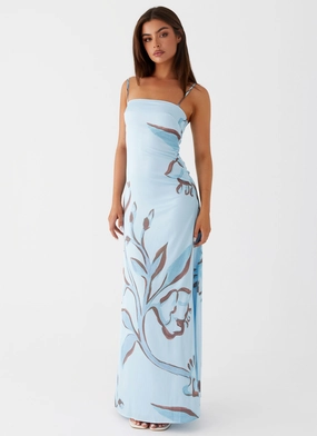 Upgrade-Option Aster Bloom Maxi Dress - Blue Floral