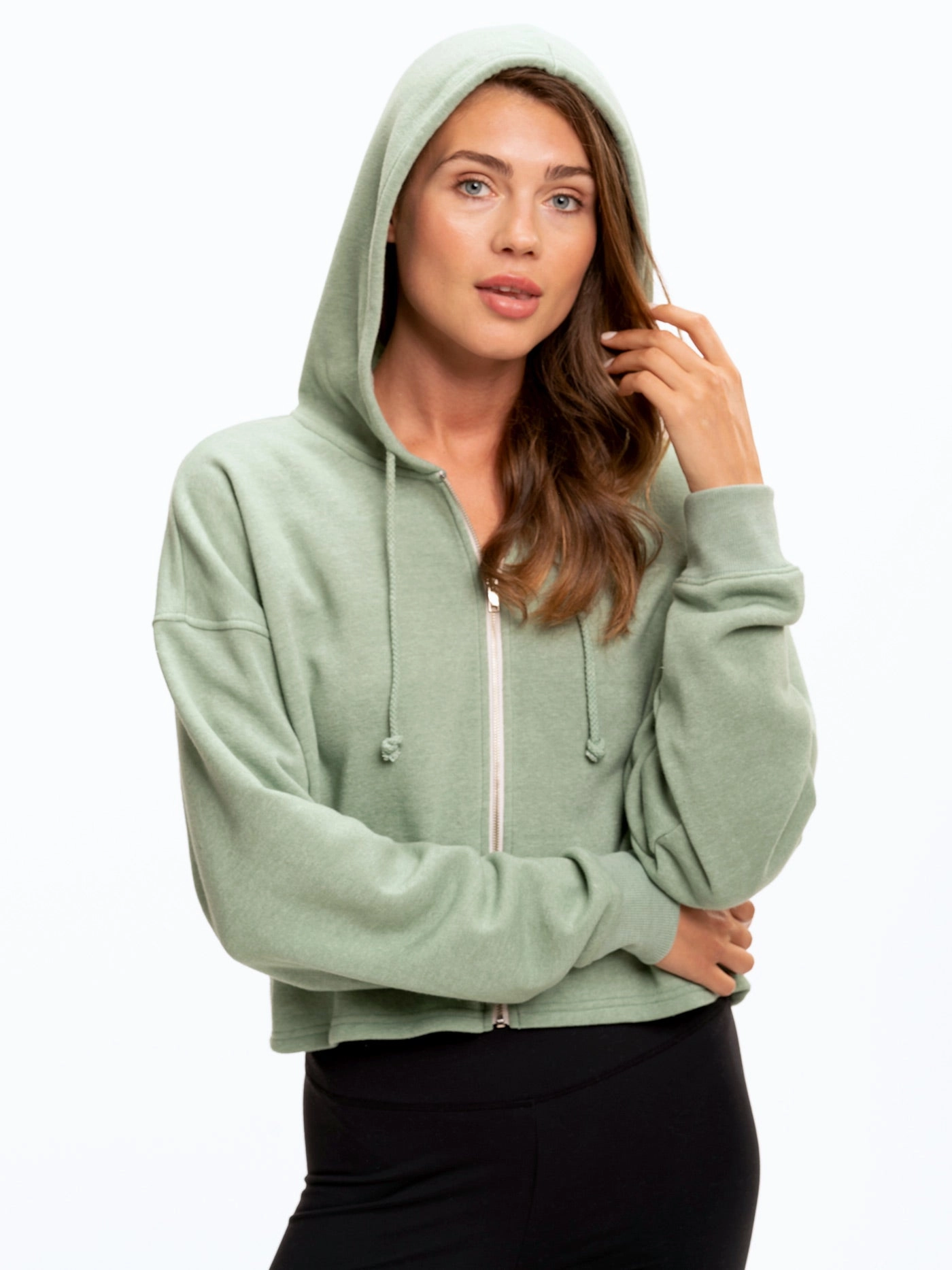 Venetia Crop Hoodie Frictionless Zipper Tracks Cold Days