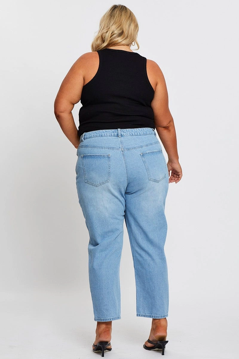 Classic Wear Slim Flexible Comfort Blue High Rise Straight Denim Jeans