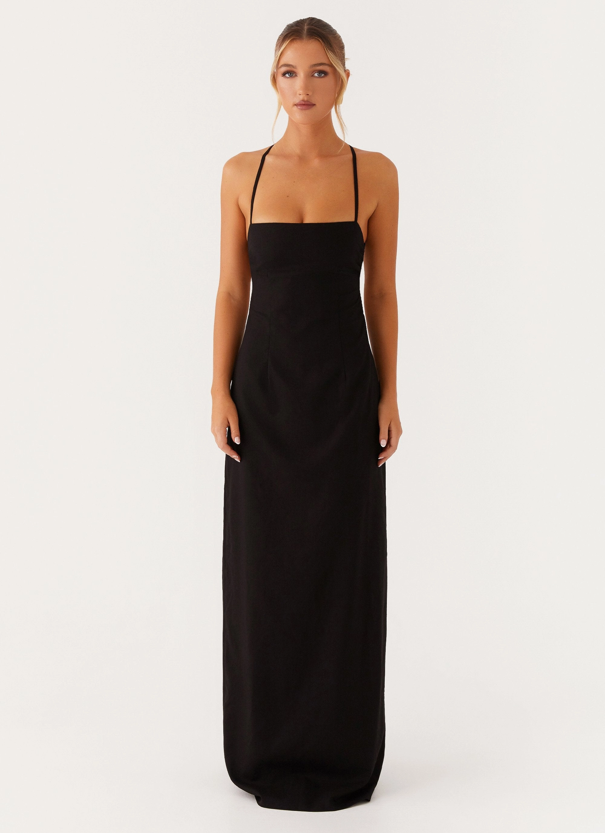 Mature Glam Cora Backless Maxi Dress - Black