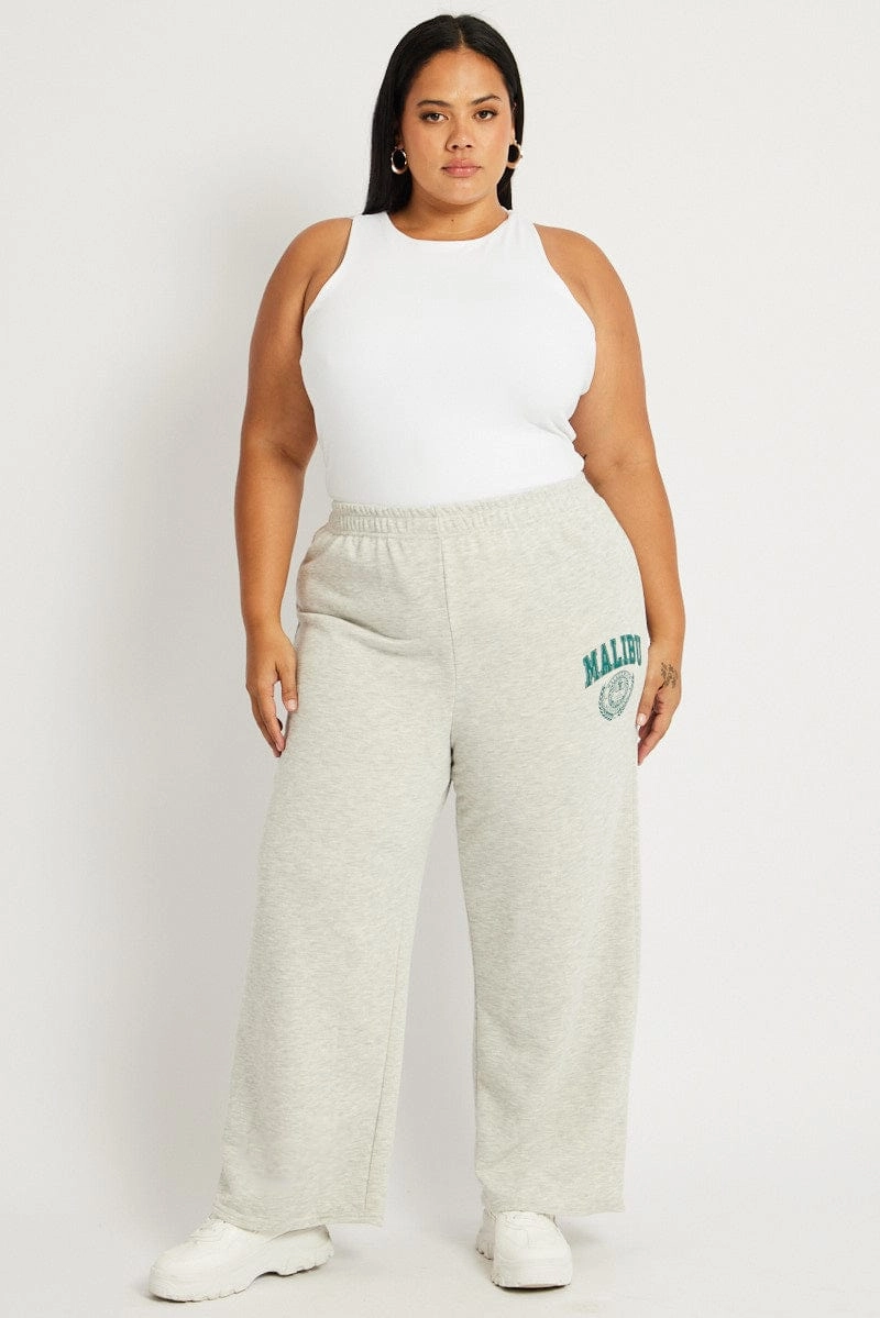 Grey Track Pants Wide Leg Urban Fit Sleek Appearance
