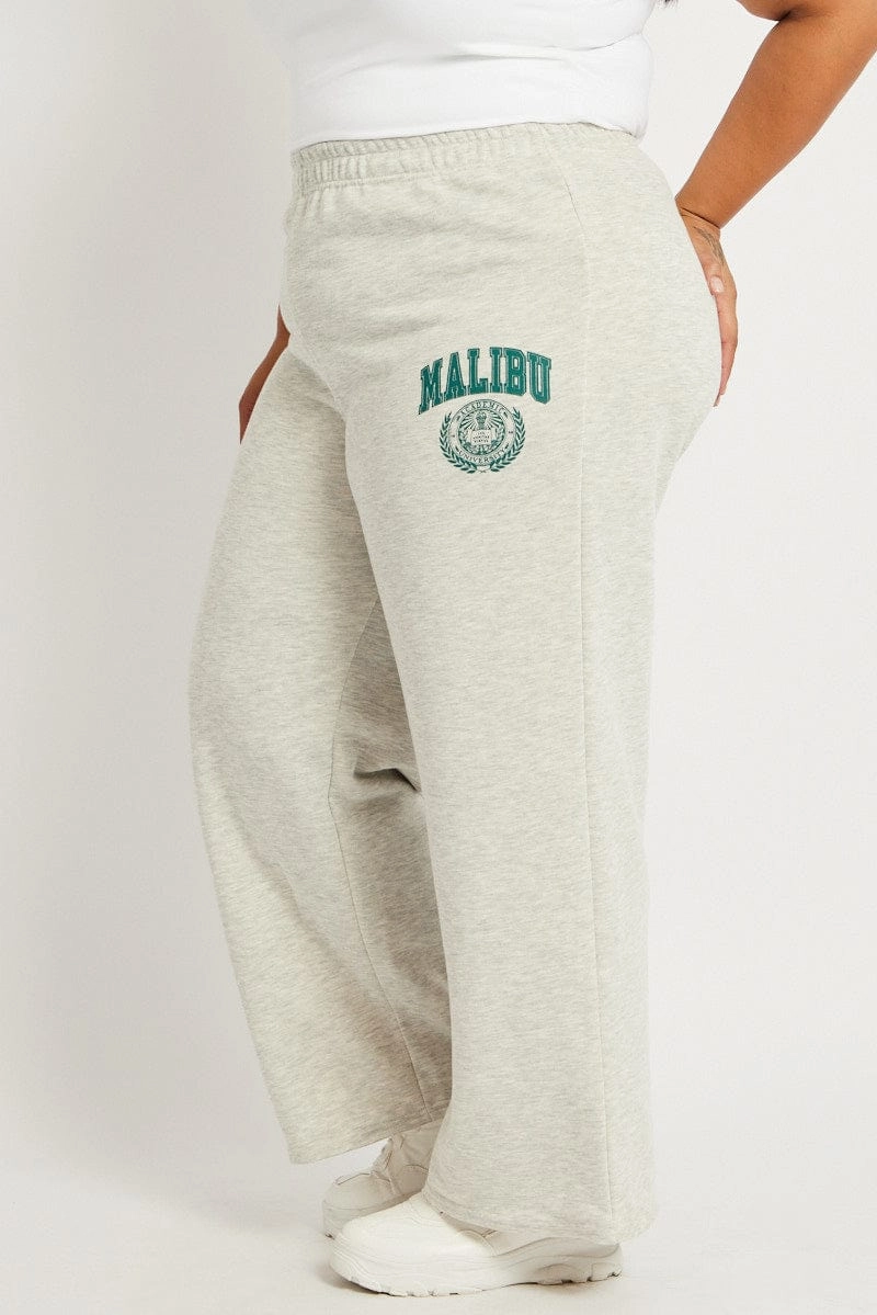 Grey Track Pants Wide Leg OdorResistantTreatment