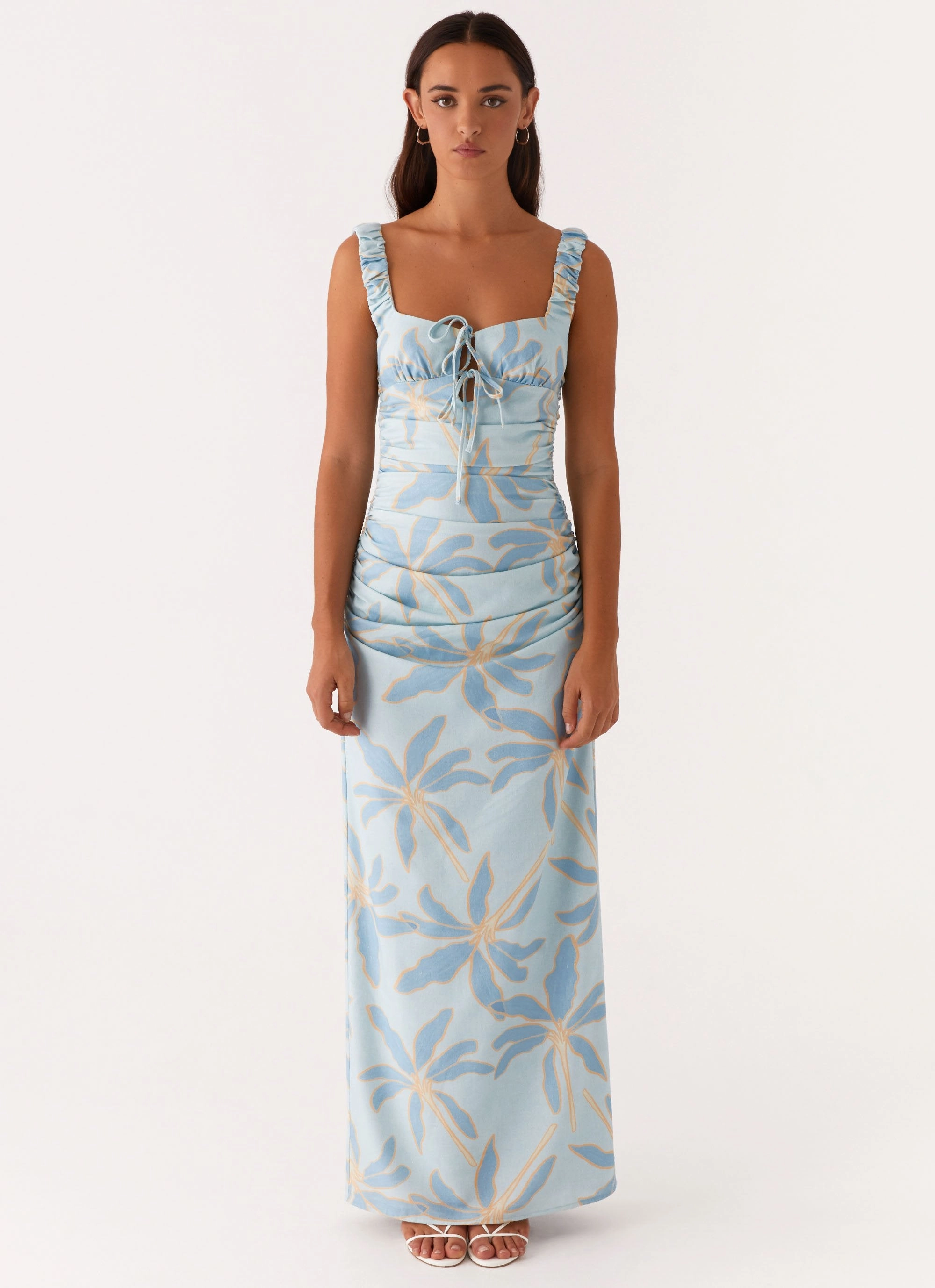 effortless grace Cosmic Love Ruched Maxi Dress - Opulent Blue