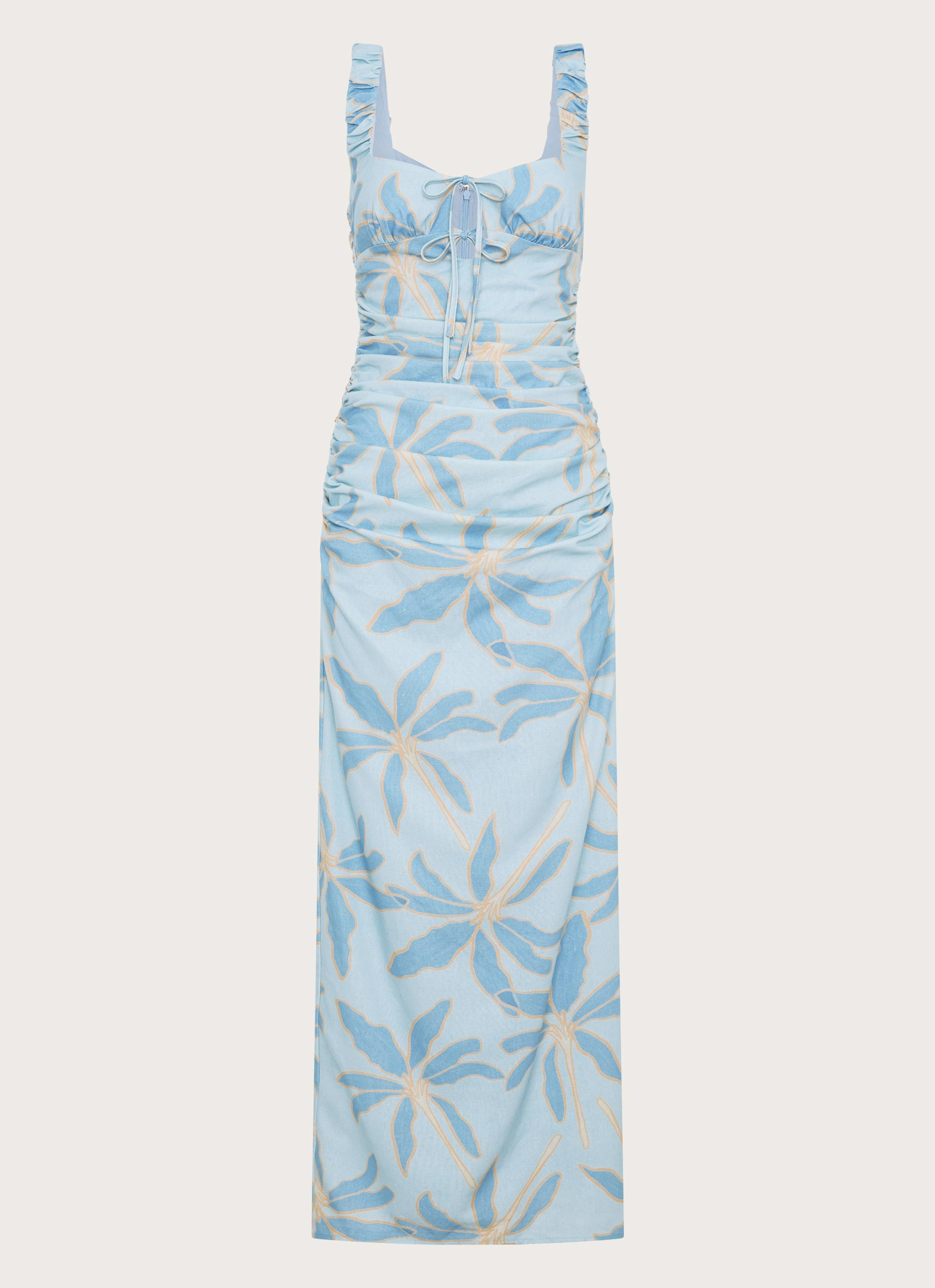 Cosmic Love Ruched Maxi Dress - Opulent Blue Understated Elegance