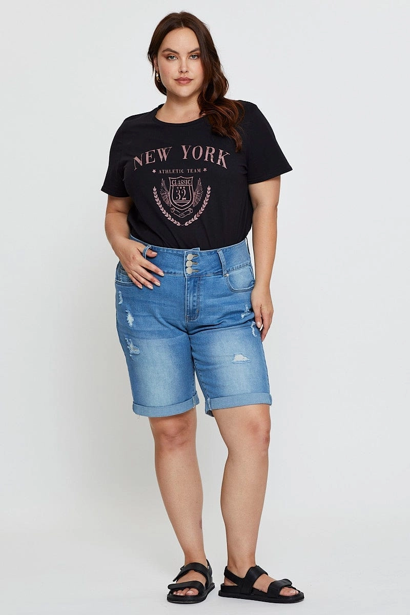 Travel Style Trend Beige Graphic T-shirt New York Crew Neck Short Sleeve