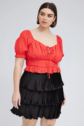 Slim Fit Band Breathable Material Black Mini Skirt Pleated Satin Layer