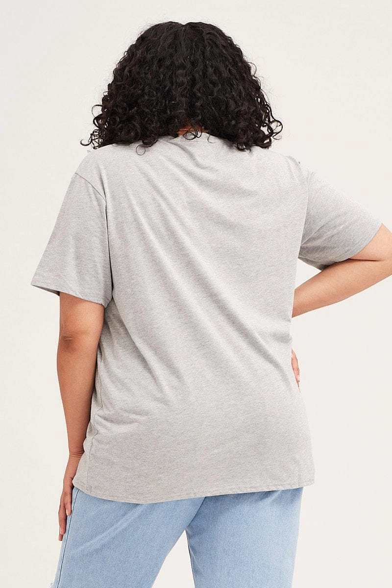 Grey Marle Short Sleeve Boston Oversized Embroidered T-shirt Unisex versatility Sporty Comfort Wear
