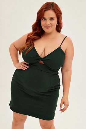 Pearl-Detail Green Midi Dress Shoestring Strap Fitted Stretch Crepe
