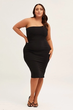 Romantic Hour Black One Shoulder Jersey Bodycon Dress