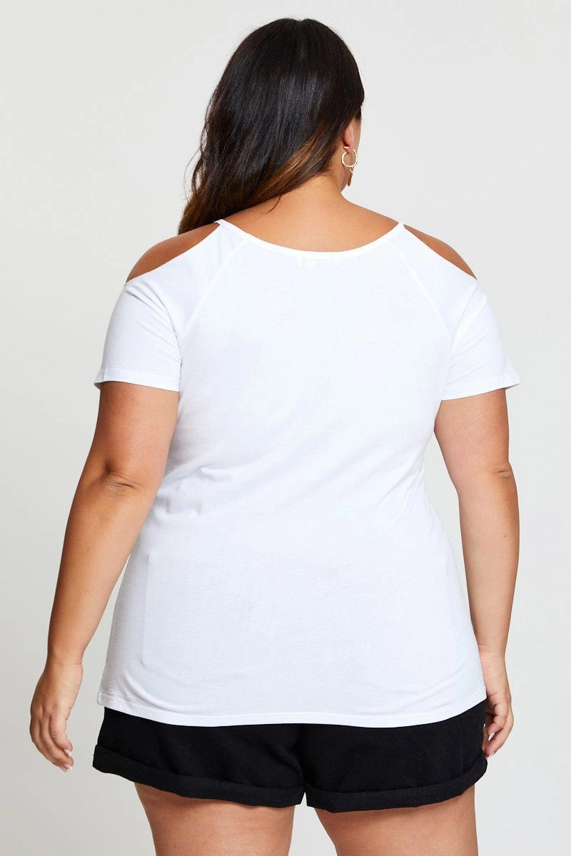 White Graphic T-shirt Arizona Crew Neck Short Sleeve Simple and Relaxed Roomy Fit