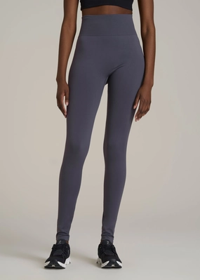 Compression Training Leggings for Tall Women in Periscope Grey Elastic Comfort