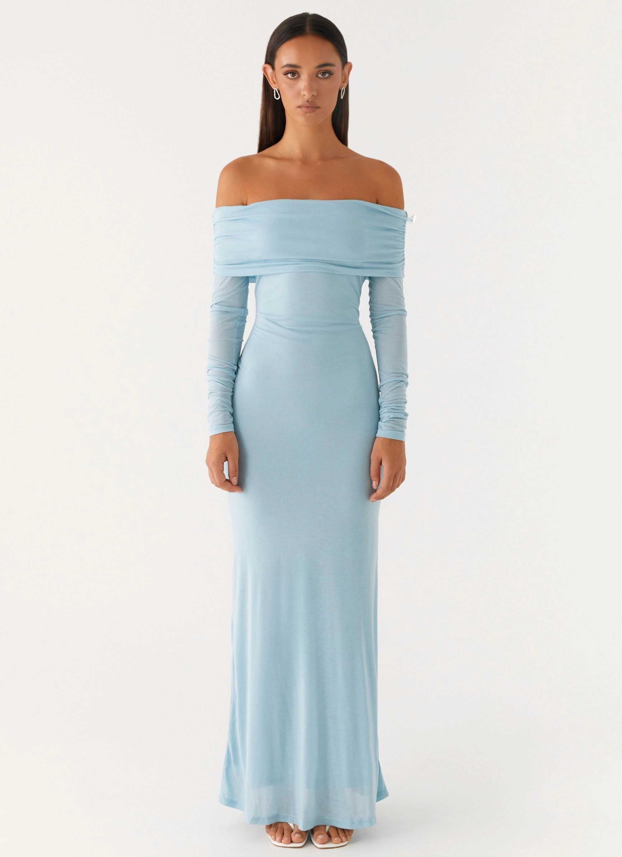 Cozy Touch Cocoa Long Sleeve Maxi Dress - Blue
