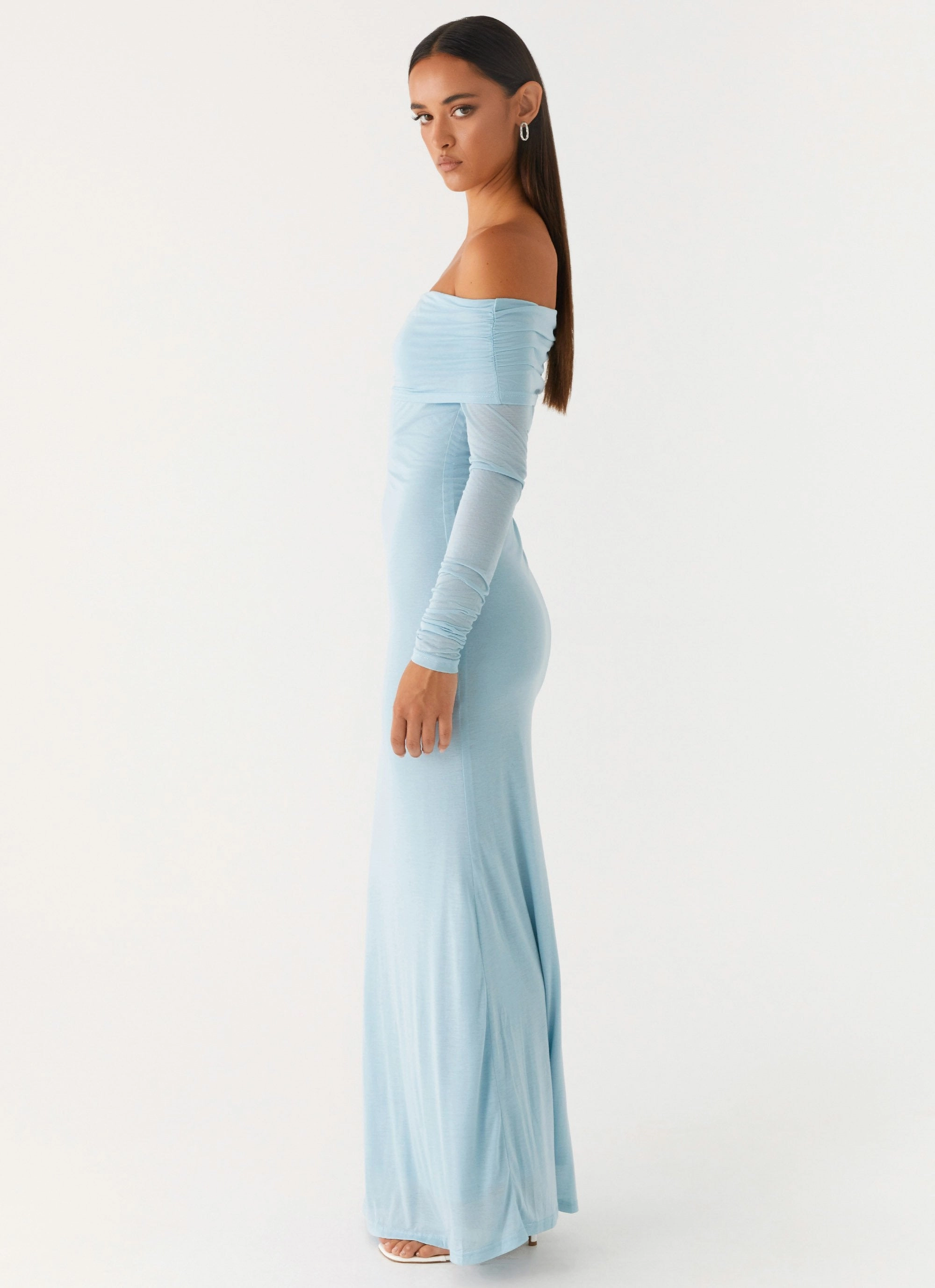 Youthful Look Light Weave Cocoa Long Sleeve Maxi Dress - Blue