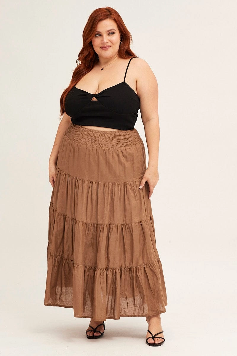 Brown Maxi Skirt Cotton Blend Tie Style Preview Outfit Diary