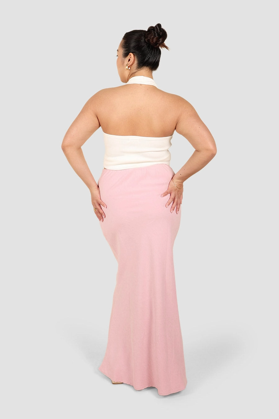 INDI SKIRT PINK Abstract Motif Red Carpet Look