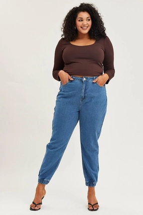 Earthy Streetwear Fan Nature Lover Blue Jean High Rise Track