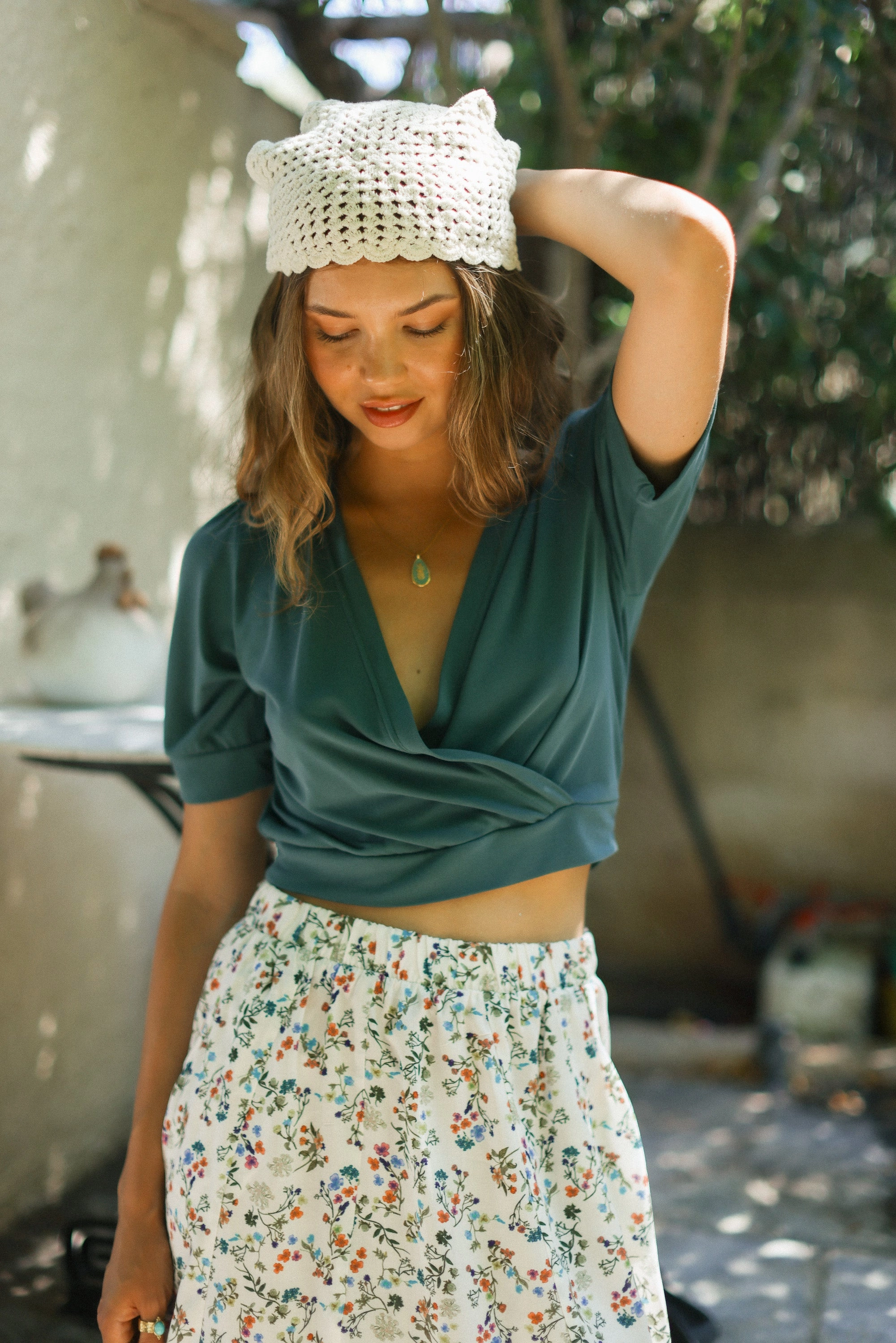 VersatileLayering BlendMaterials Crop Top Paloma Petrol