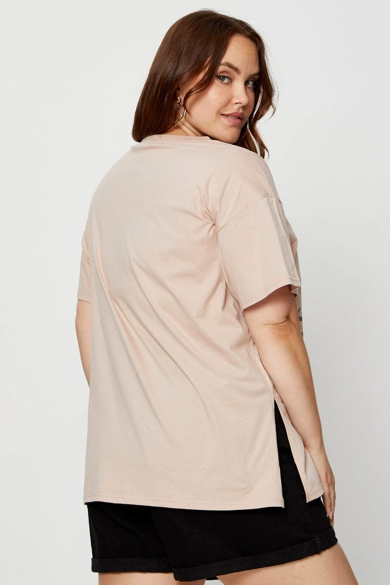 Brown Graphic T-shirt Valley Short Sleeve Cotton Thermal Regulation Layer Sport Flex
