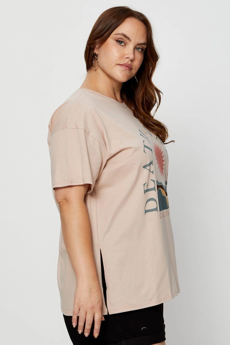 Brown Graphic T-shirt Valley Short Sleeve Cotton Cozy Comfort Fit Perfect Layering