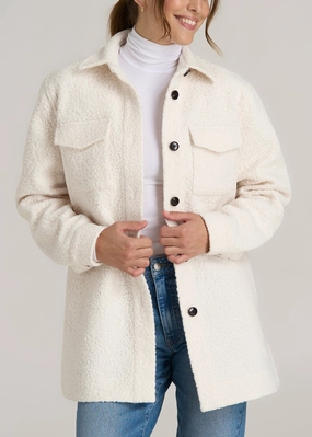 Relaxed Boucle Tall Women's Shacket in Winter White product budget friendly
