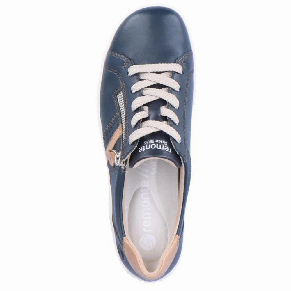 Bacterial Inhibiting Lining Women's Remonte by Rieker LIV Sneaker - Atlantis/Bisquit/Pazifik