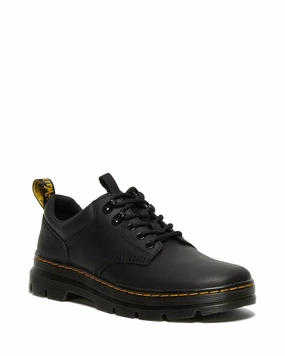 Dr Martens Men's Reeder Wyoming Leather Utility Shoes - Black Adjustable Hook Loop Strap Group Pace