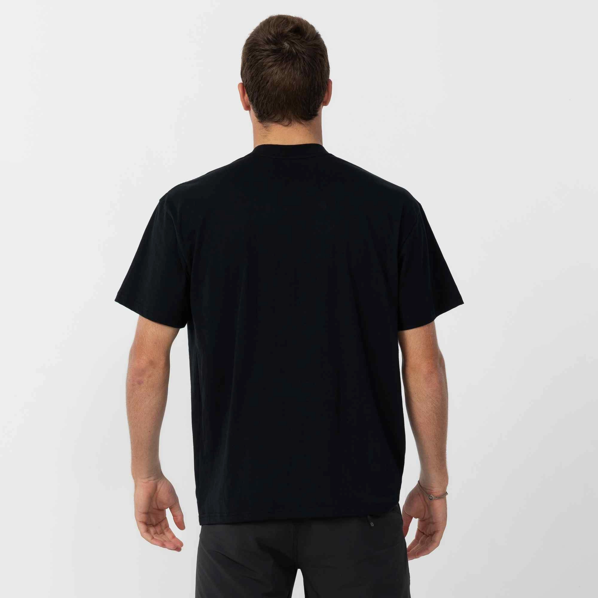 Vintage Wash Effect Garment Dyed Bullseye T-Shirt - Black