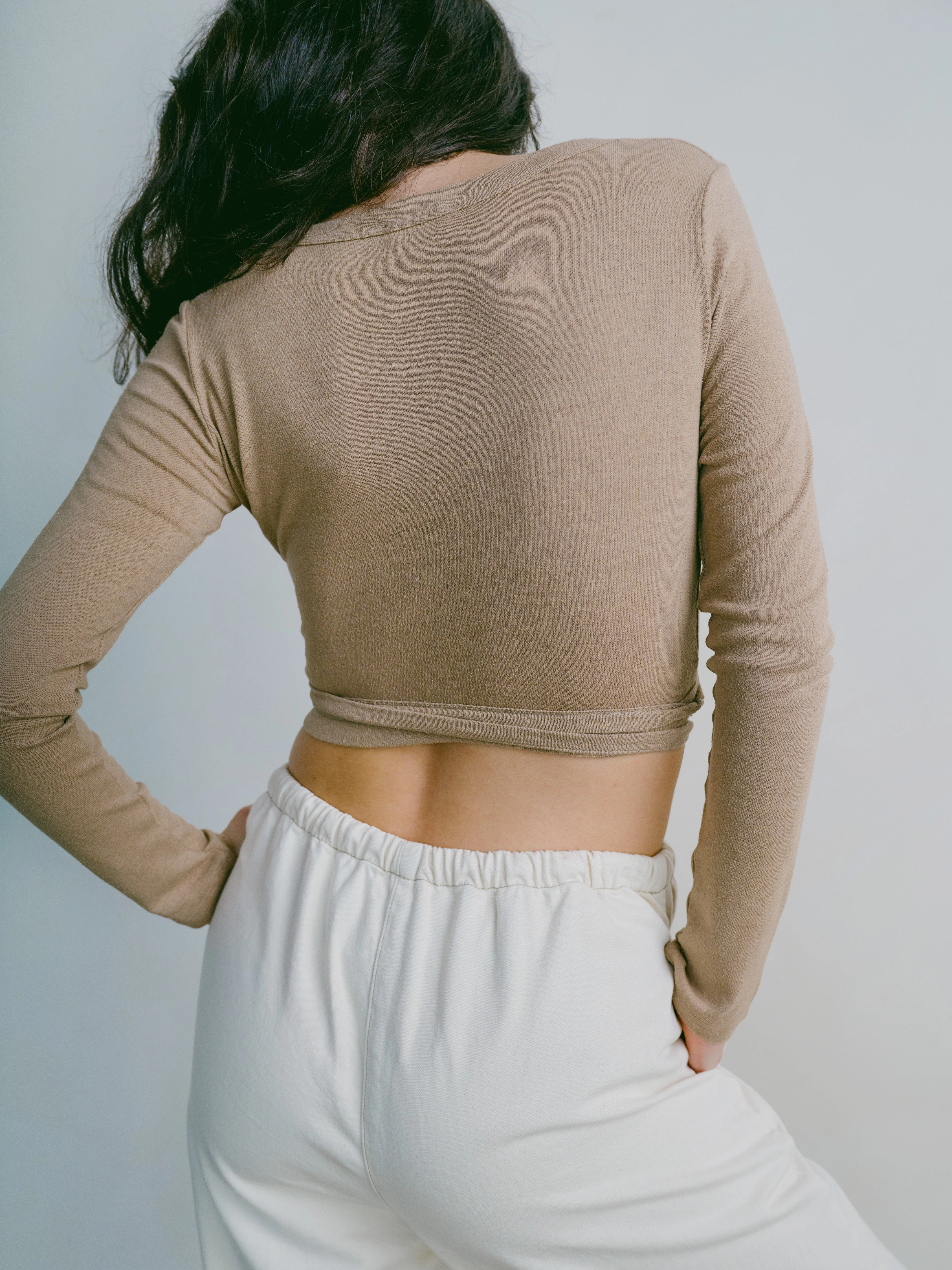 Dance Wrap Top, Regen Silk Noil Jersey, Tea Breathable wear Non Toxic Printing