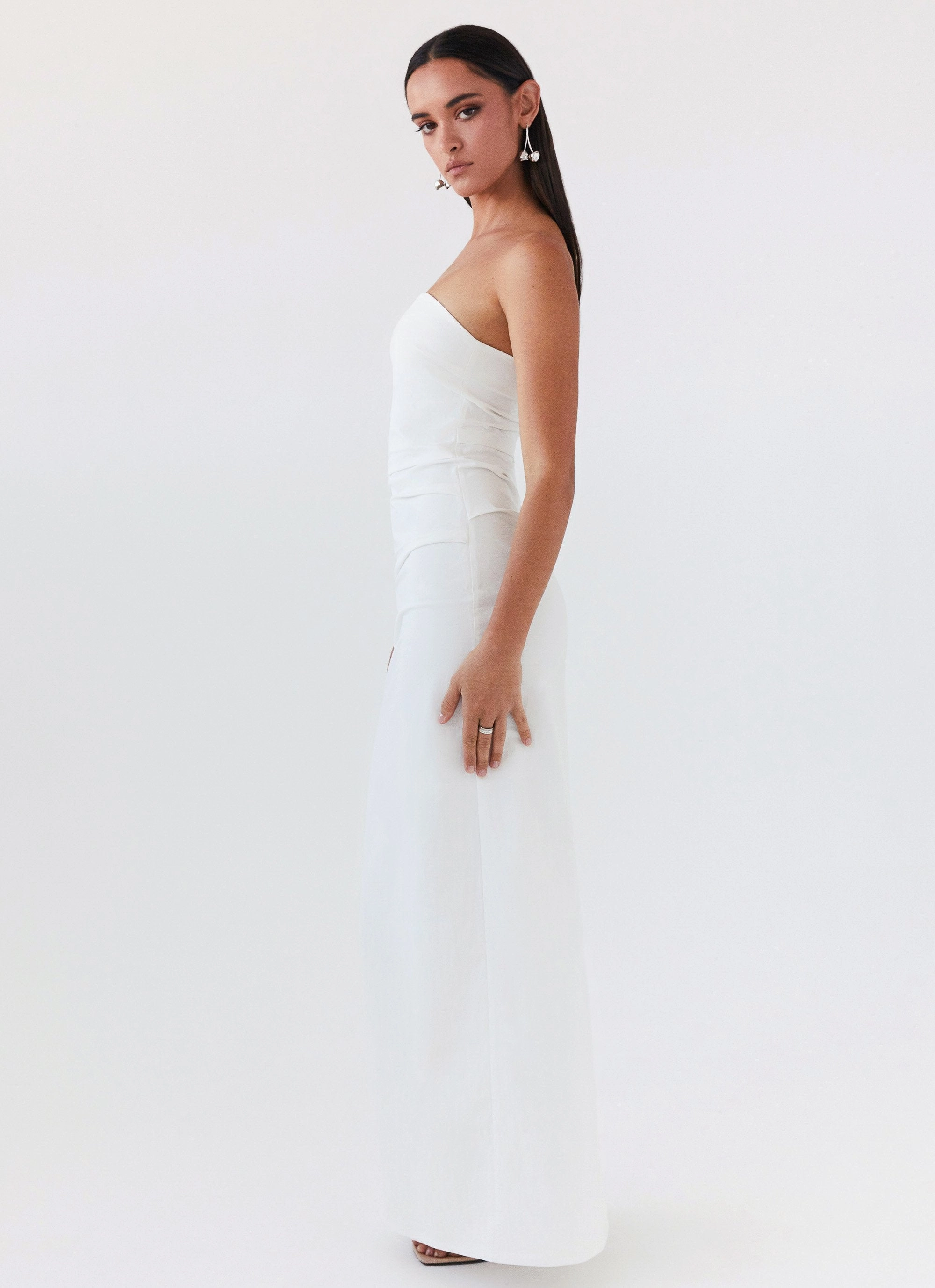 Fall Style Danielle Strapless Maxi Dress - White