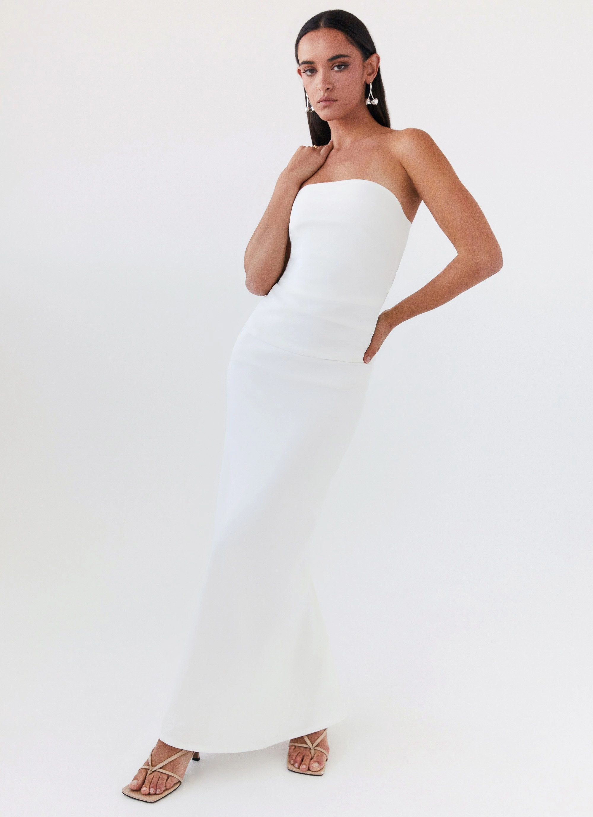Danielle Strapless Maxi Dress - White Polished Layer