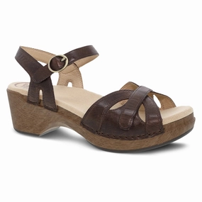 Floral Joy Dansko Season Pull Up Vintage Sandal - Teak