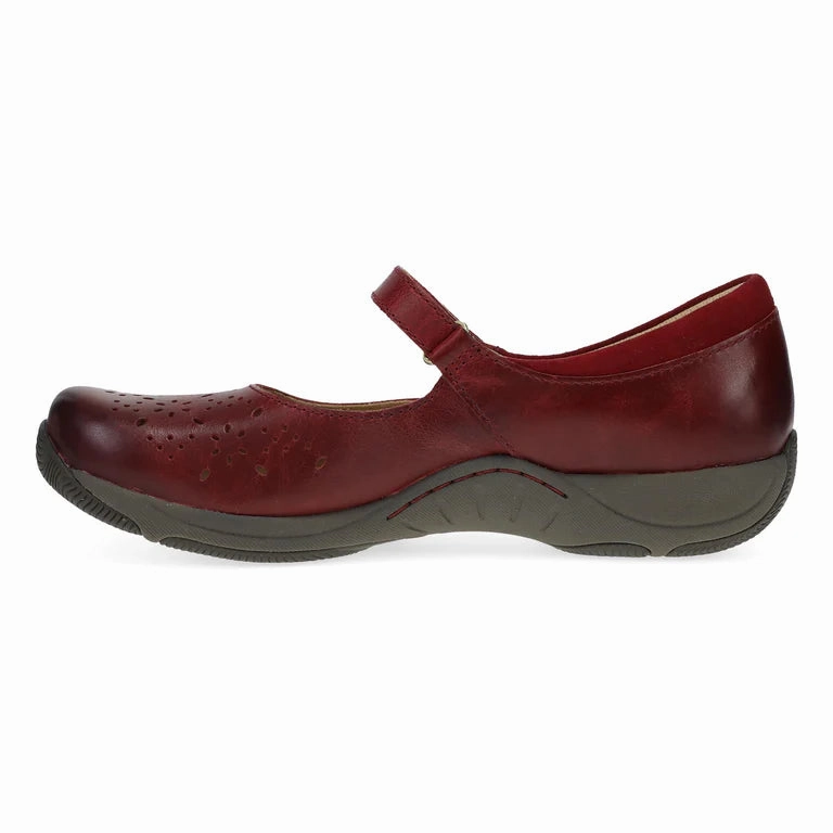 Dansko Stacy Mary Jane Clog - Red Waxy Burnished Office Casual Water Resistant Build