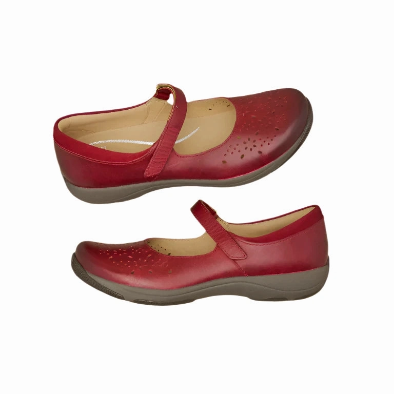 Dansko Stacy Mary Jane Clog - Red Waxy Burnished Break Walk