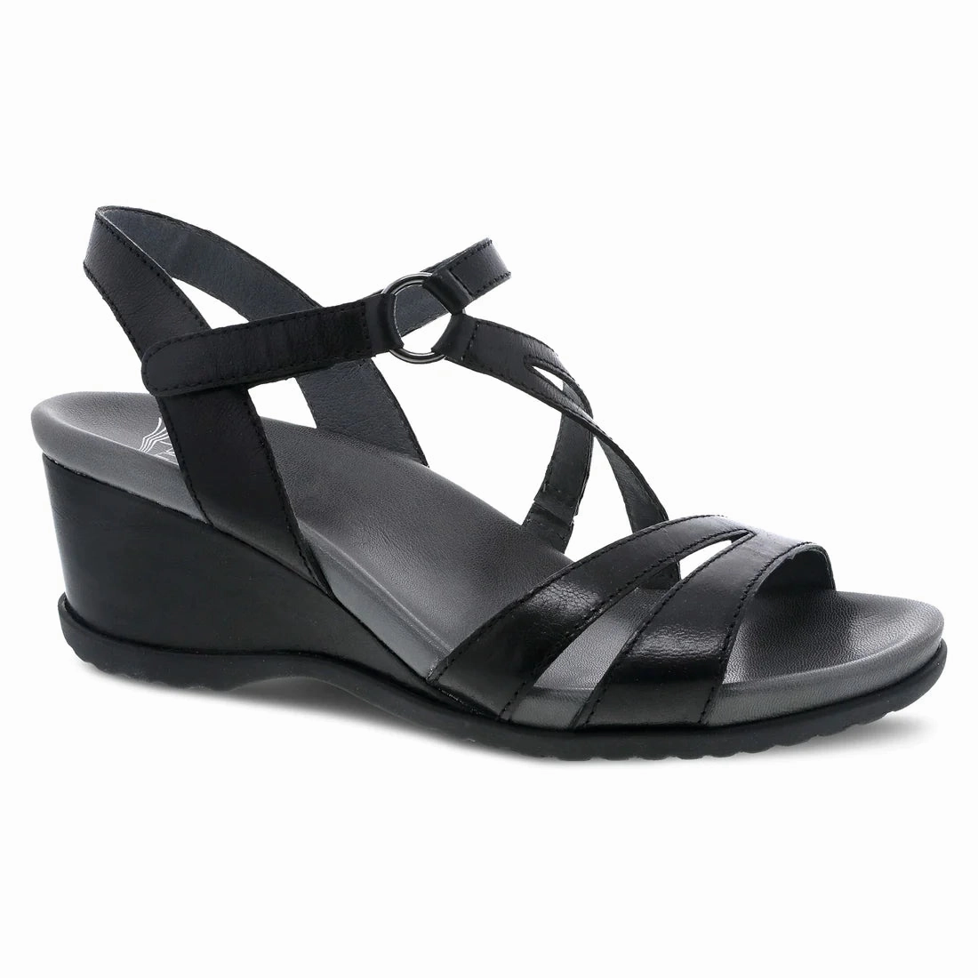 Daily Mobility Breathable Design Dansko Women's Addyson Wedge Sandal - Black Glazed