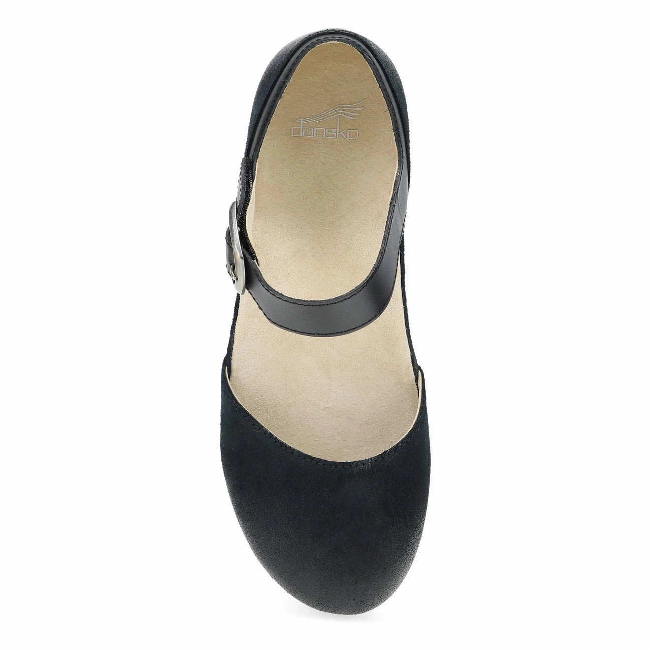 Weatherproof Stitching Anti Slip Feature Dansko Women's Mae Mary Jane Clog - Black Burnished Suede