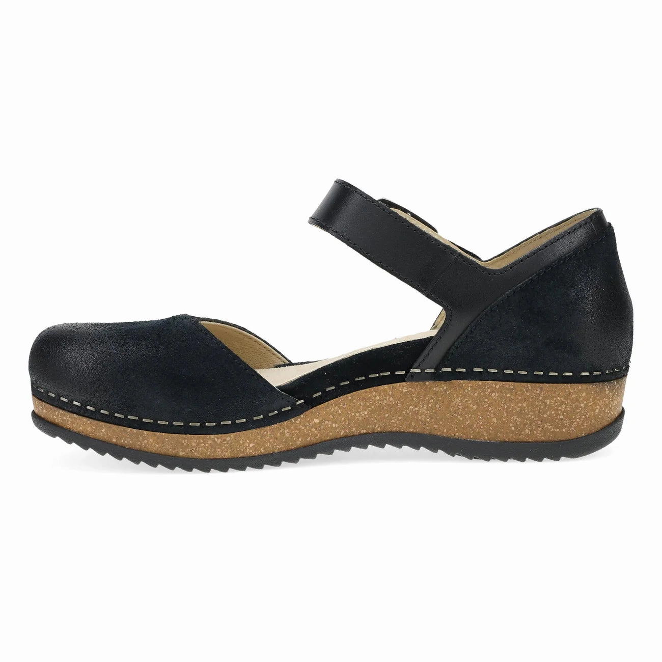 Dansko Women's Mae Mary Jane Clog - Black Burnished Suede Natural Feel Feel Fresh
