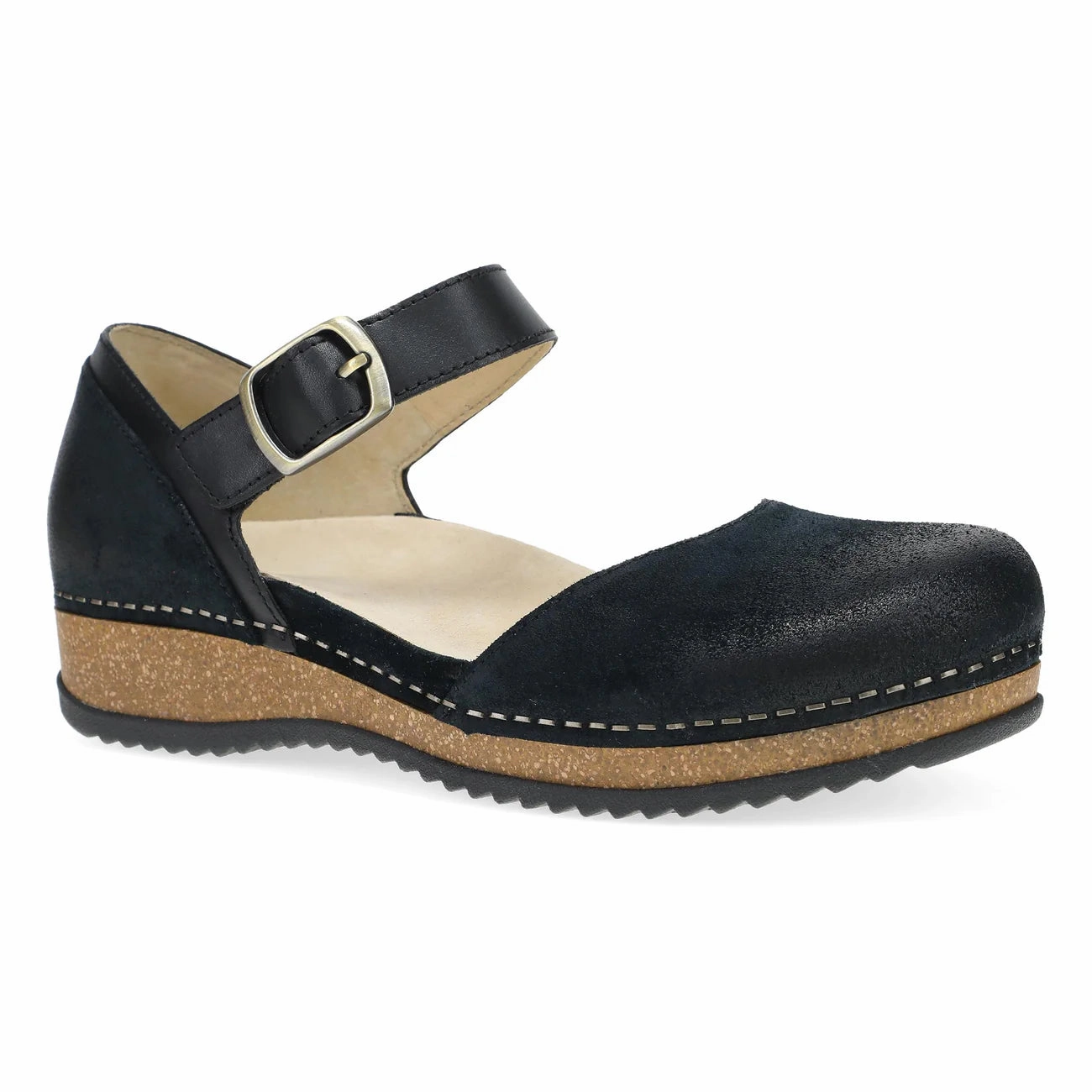 Soft Padding Dansko Women's Mae Mary Jane Clog - Black Burnished Suede