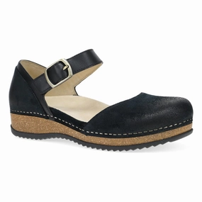 Soft Padding Dansko Women's Mae Mary Jane Clog - Black Burnished Suede