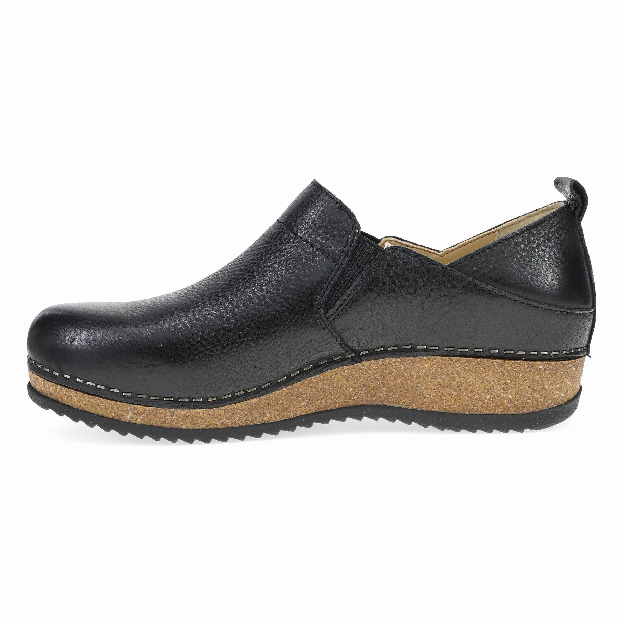 Dansko Women's Meara Slip-On Clog - Black Waxy Milled Lunch Pace Good Grip