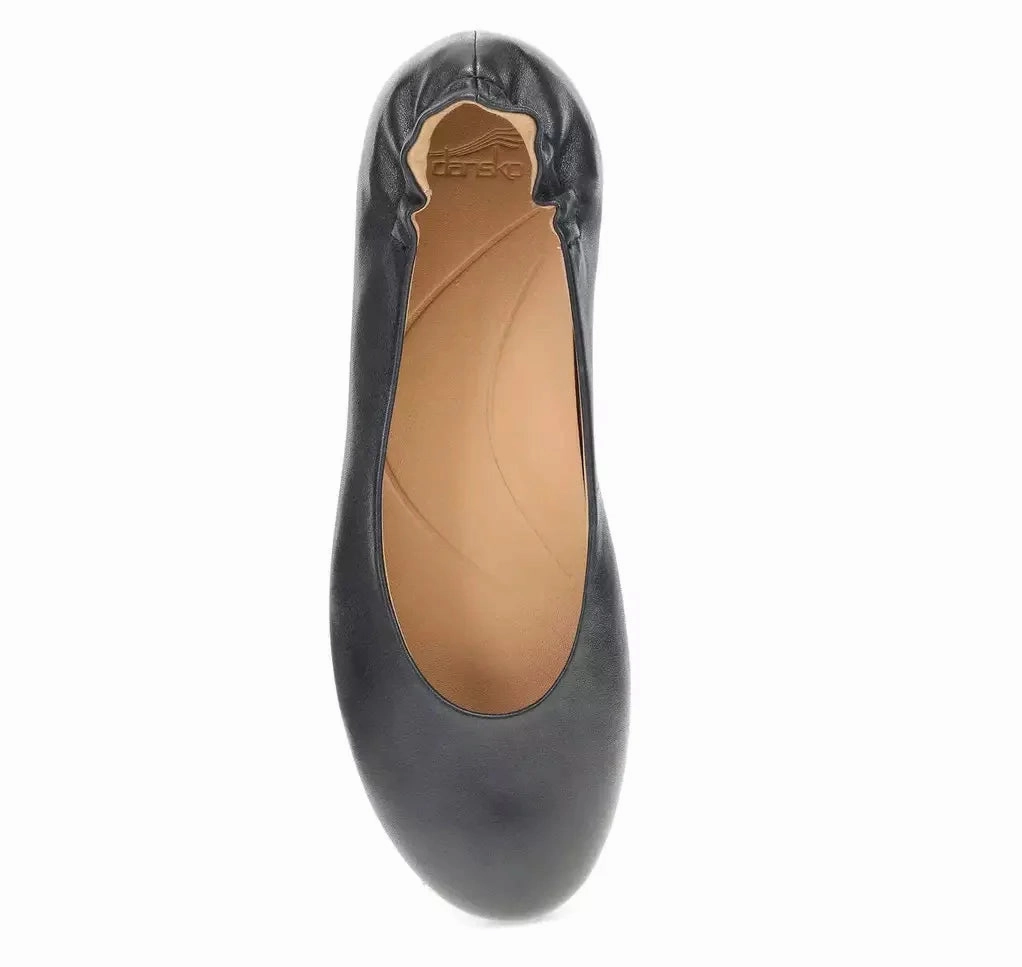 Dansko Women's Mollie Ballet Flat - Black Senior Wear Lace Up Design