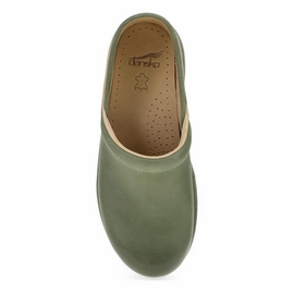 Non Marking Outsole Weightless Wear Dansko Women's Platform Pro Nubuck Clog - Green Burnished